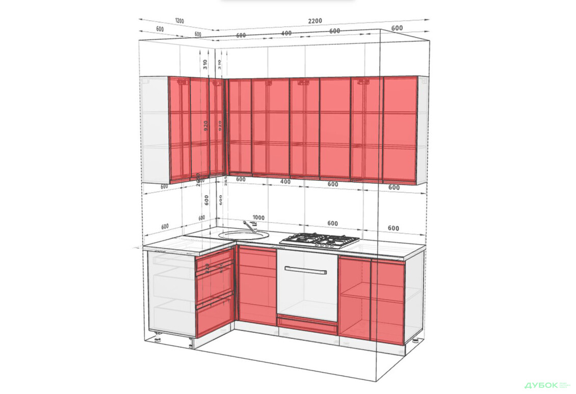 Фото 5 - Кухня Вип-Мастер Интерно Люкс / Interno Luxe 2.2x1.2 м, белый / беж, серый мат