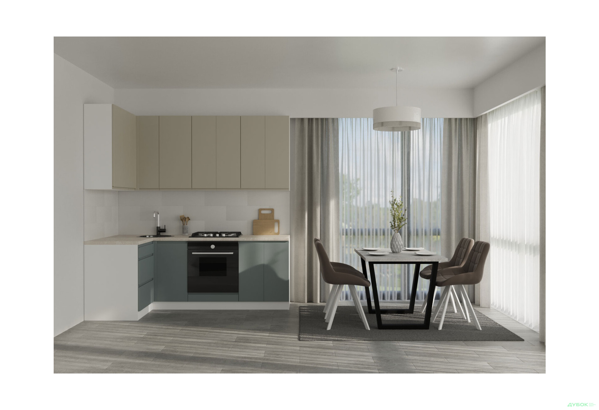 Зображення 2 - Кухня VIP-master Інтерно Люкс / Interno Luxe 2.2x1.2 м, білий / беж, сірий мат