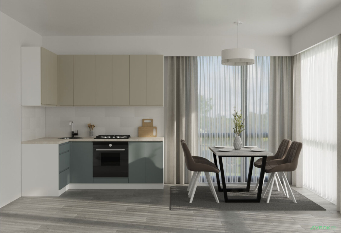 Кухня VIP-master Інтерно Люкс / Interno Luxe 2.2x1.2 м, білий / беж, сірий мат - Зображення 2 Зображення 2 - Кухня VIP-master Інтерно Люкс / Interno Luxe 2.2x1.2 м, білий / беж, сірий мат