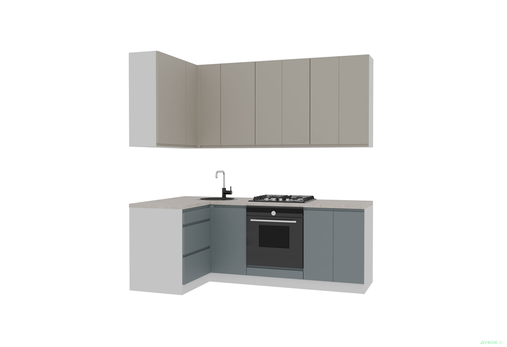 Зображення 3 - Кухня VIP-master Інтерно Люкс / Interno Luxe 2.2x1.2 м, білий / беж, сірий мат