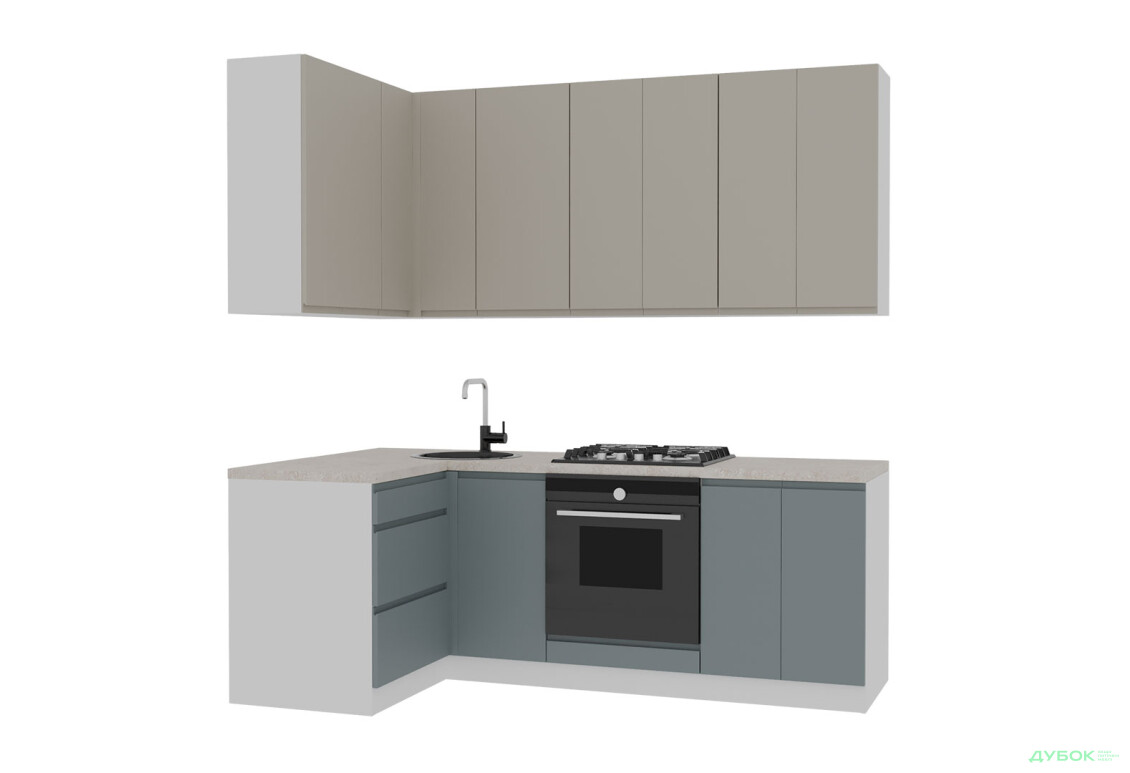 Кухня VIP-master Інтерно Люкс / Interno Luxe 2.2x1.2 м, білий / беж, сірий мат - Зображення 3 Зображення 3 - Кухня VIP-master Інтерно Люкс / Interno Luxe 2.2x1.2 м, білий / беж, сірий мат