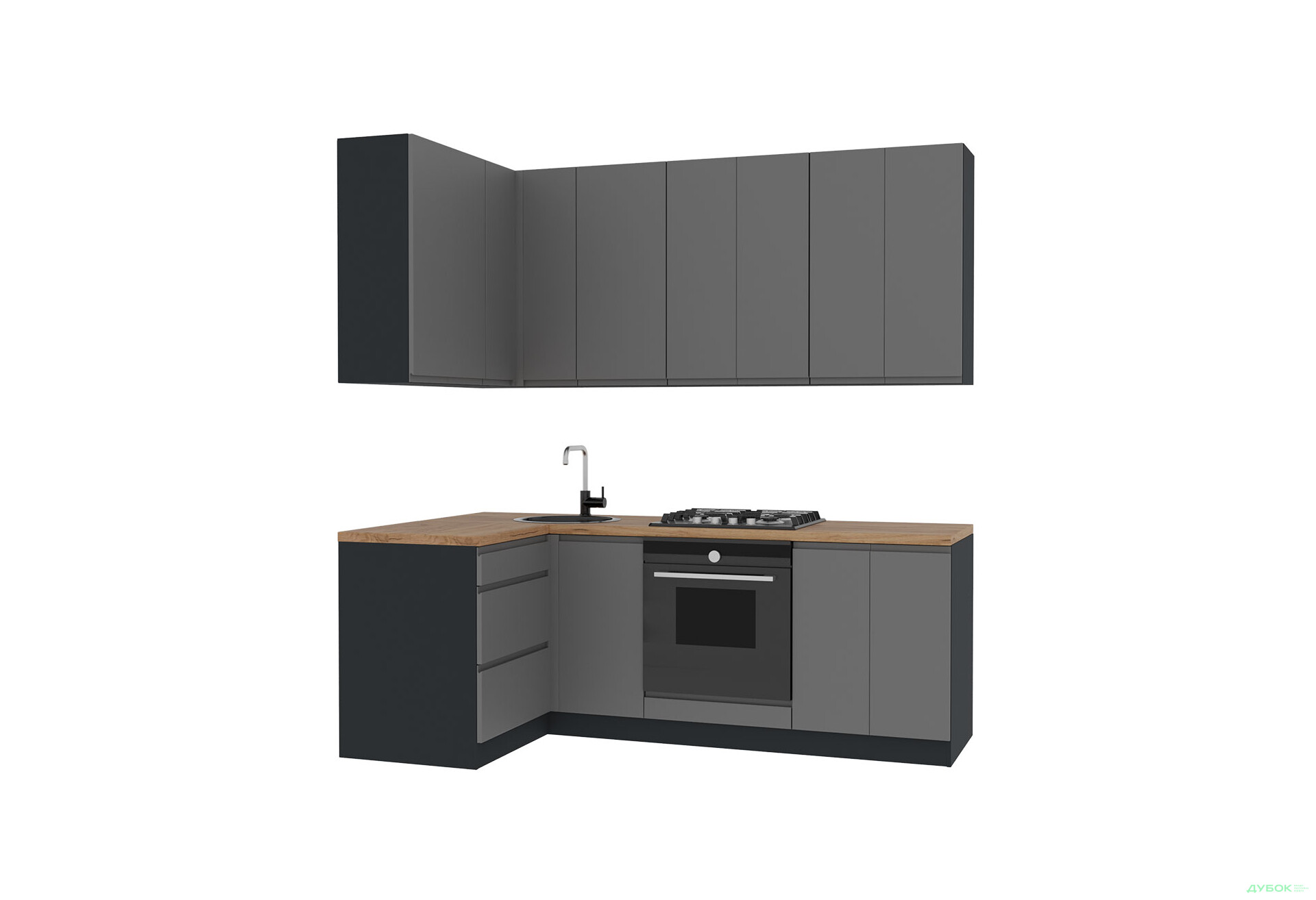 Зображення 3 - Кухня VIP-master Інтерно Люкс / Interno Luxe 2.2x1.2 м, антрацит / темно-сірий мат