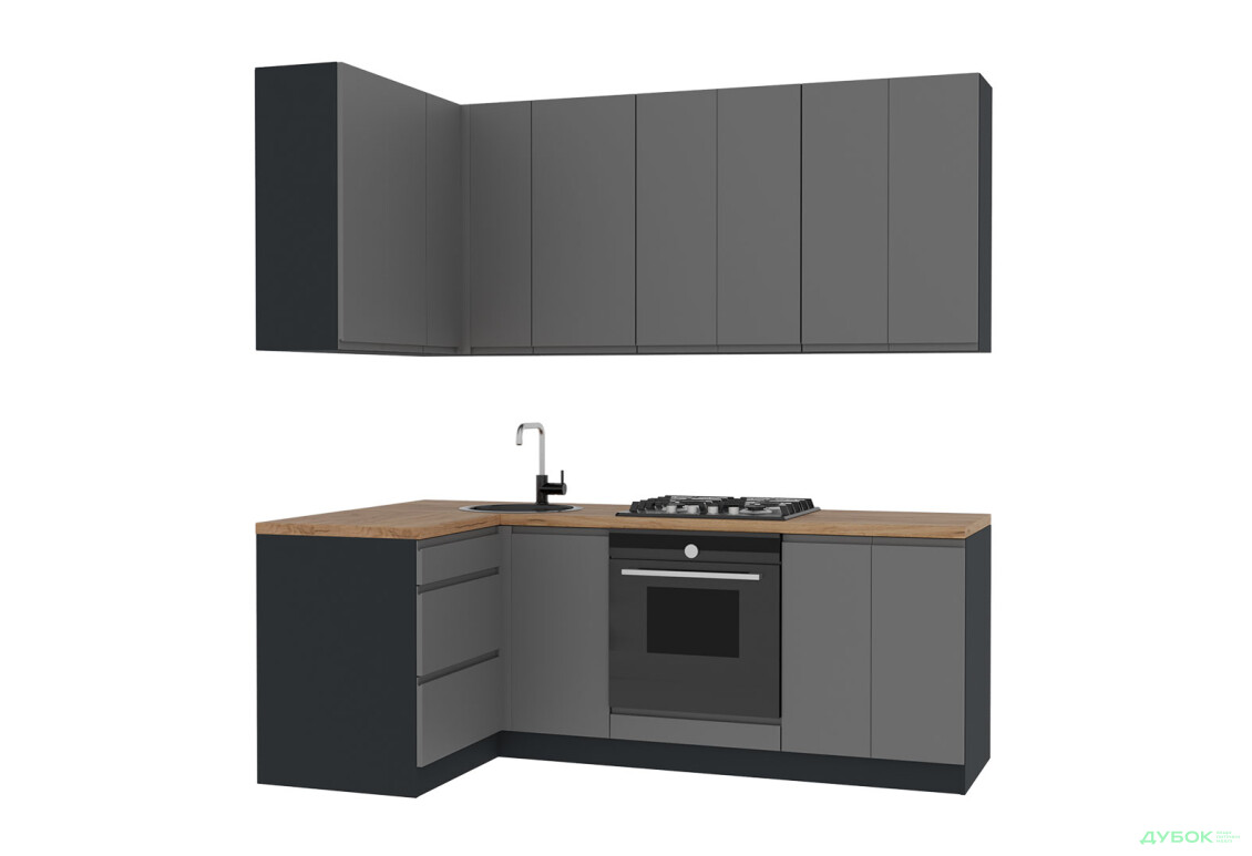 Зображення 3 - Кухня VIP-master Інтерно Люкс / Interno Luxe 2.2x1.2 м, антрацит / темно-сірий мат
