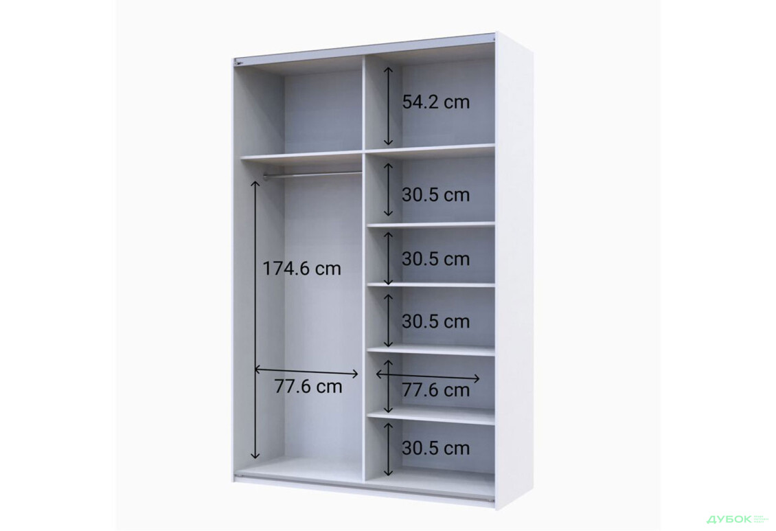 Зображення 5 - Шафа-купе Doros G-Caiser / Джі-Кейзер 2-дверна з дзеркалами 160 см, білий