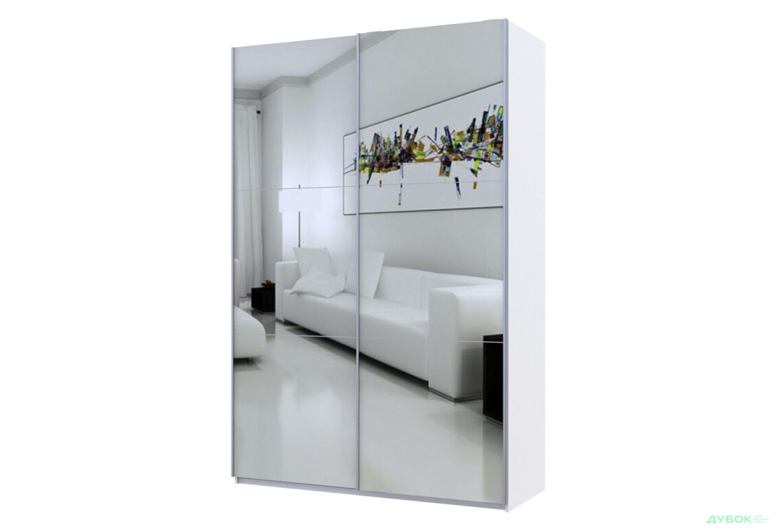 Шафа-купе Doros G-Caiser / Джі-Кейзер 2-дверна з дзеркалами 160 см, білий