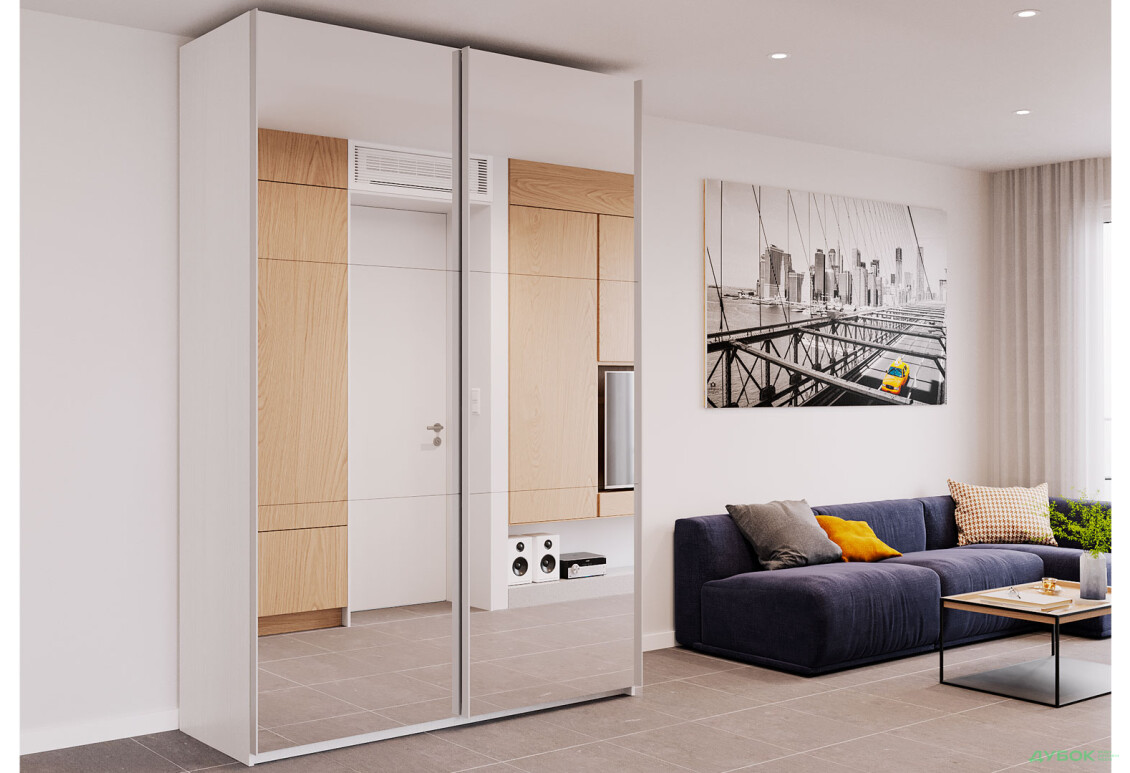 Зображення 3 - Шафа-купе Doros G-Caiser / Джі-Кейзер 2-дверна з дзеркалами 160 см, білий