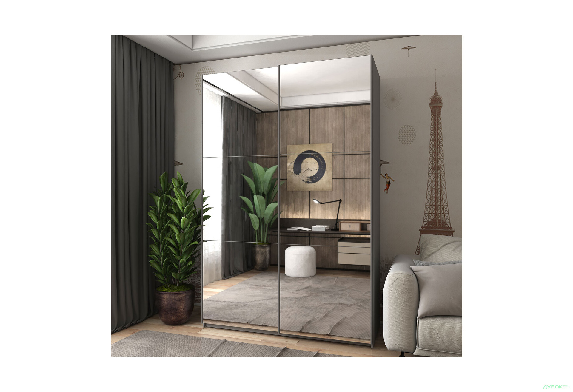 Изображение 2 - Шкаф-купе Doros G-Caiser / Джи-Кейзер 2-дверный с зеркалами 160 см, графит