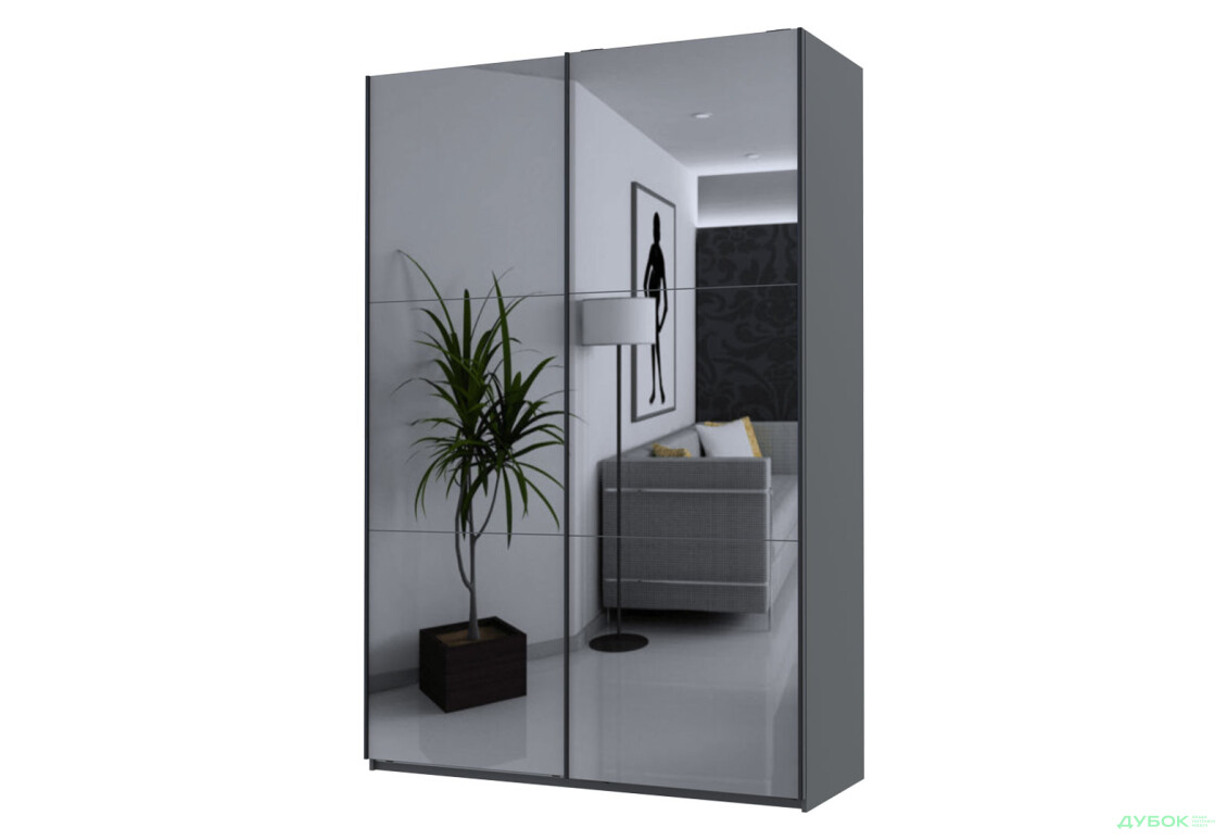 Шкаф-купе Doros G-Caiser / Джи-Кейзер 2-дверный с зеркалами 160 см, графит