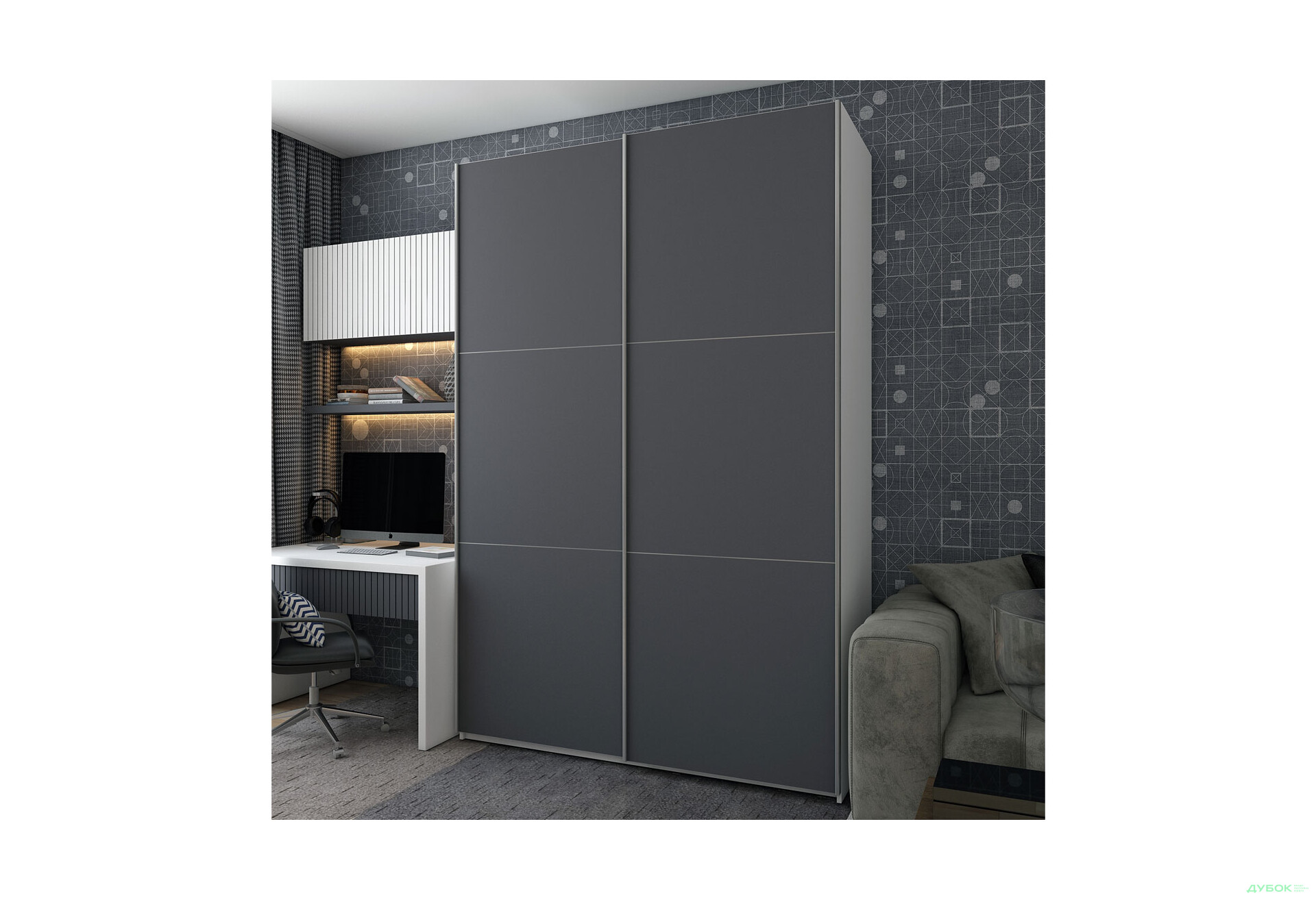 Изображение 2 - Шкаф-купе Doros G-Caiser / Джи-Кейзер 2-дверный 160 см, белый / графит