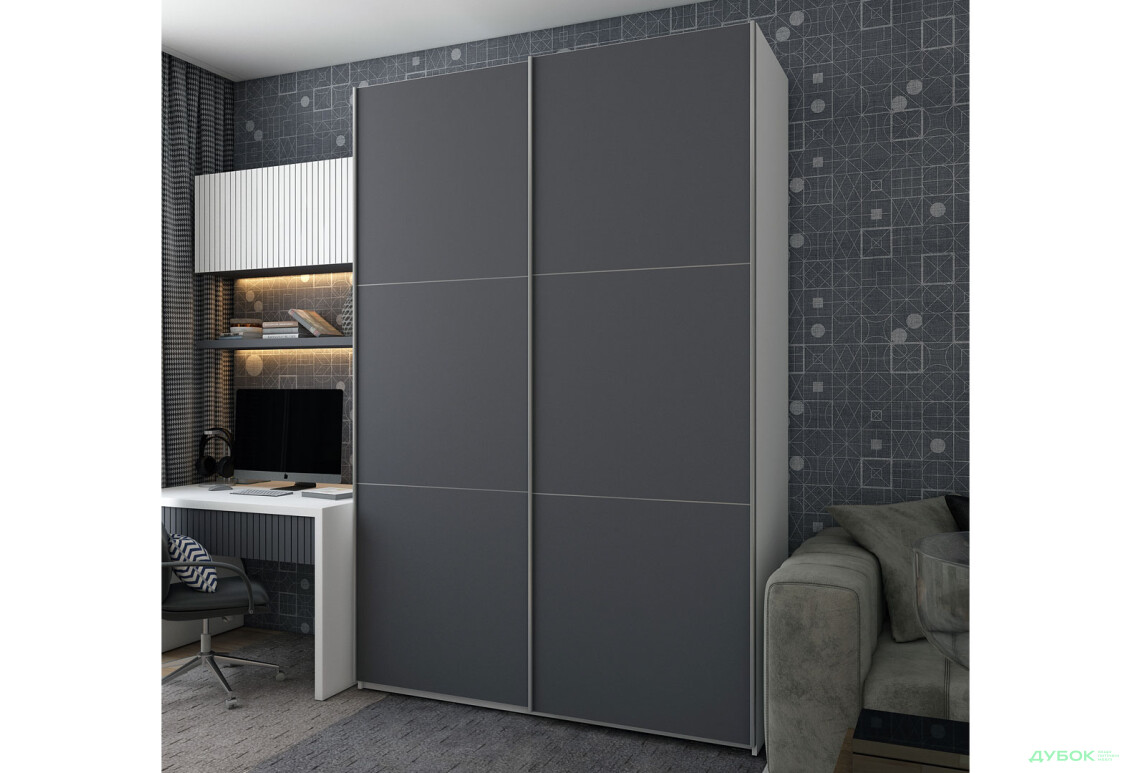 Изображение 2 - Шкаф-купе Doros G-Caiser / Джи-Кейзер 2-дверный 160 см, белый / графит