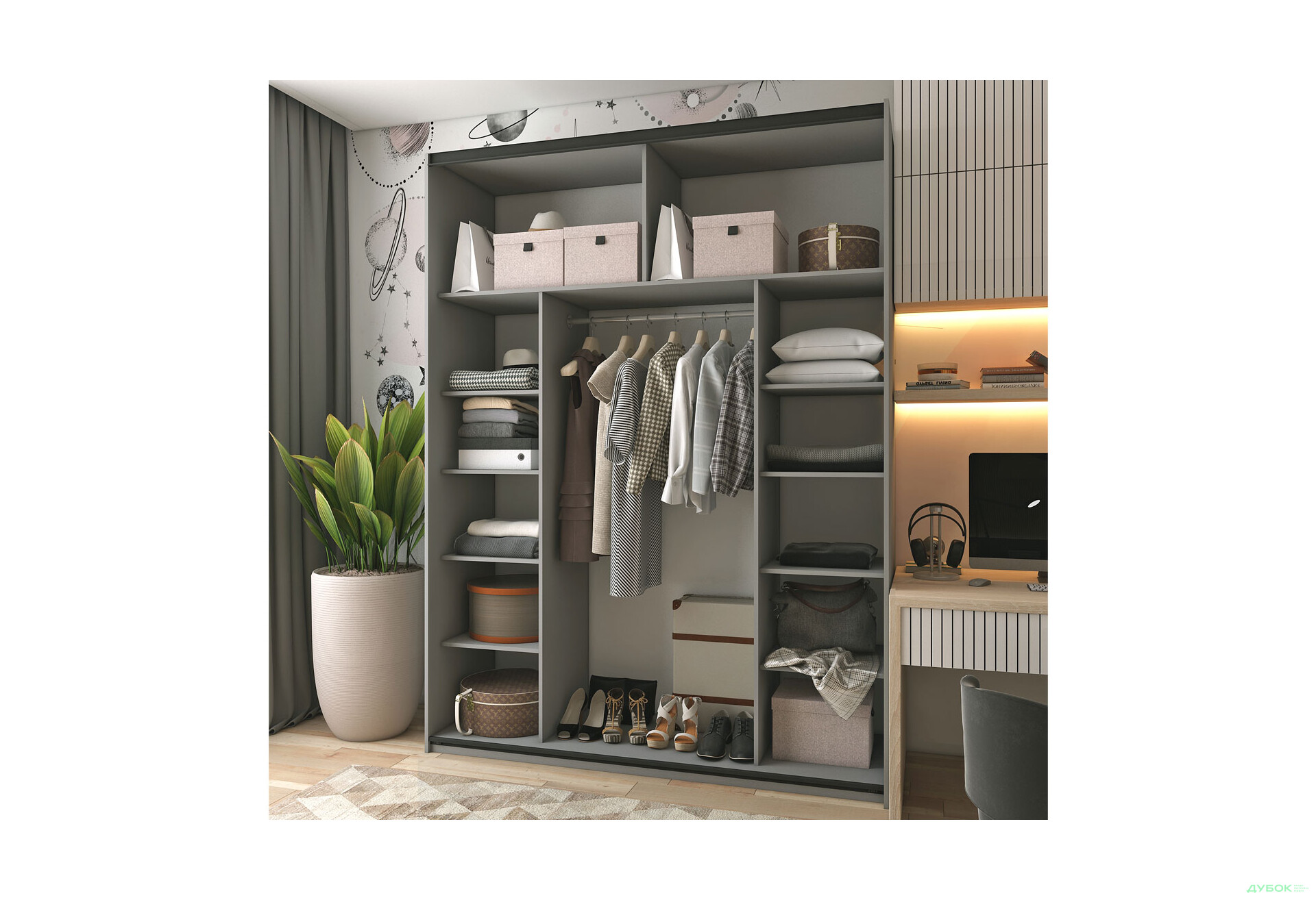 Зображення 3 - Шафа-купе Doros G-Caiser / Джі-Кейзер 2-дверна 180 см, графіт