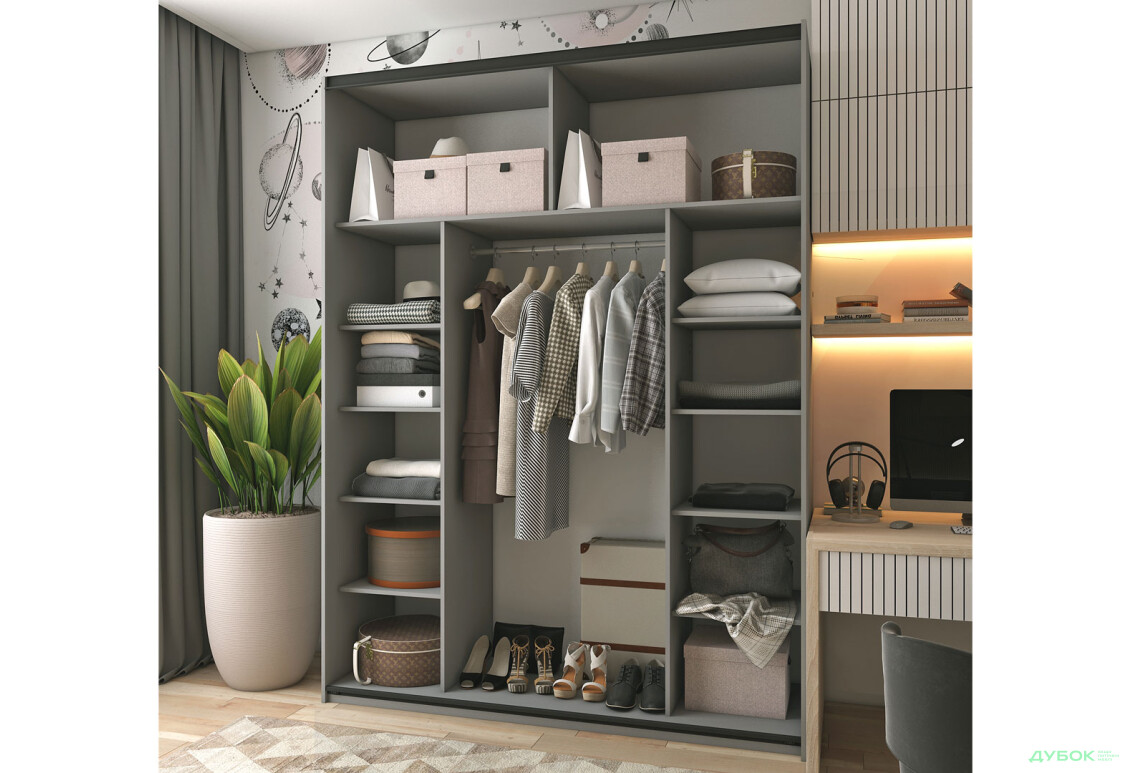 Зображення 3 - Шафа-купе Doros G-Caiser / Джі-Кейзер 2-дверна 180 см, графіт