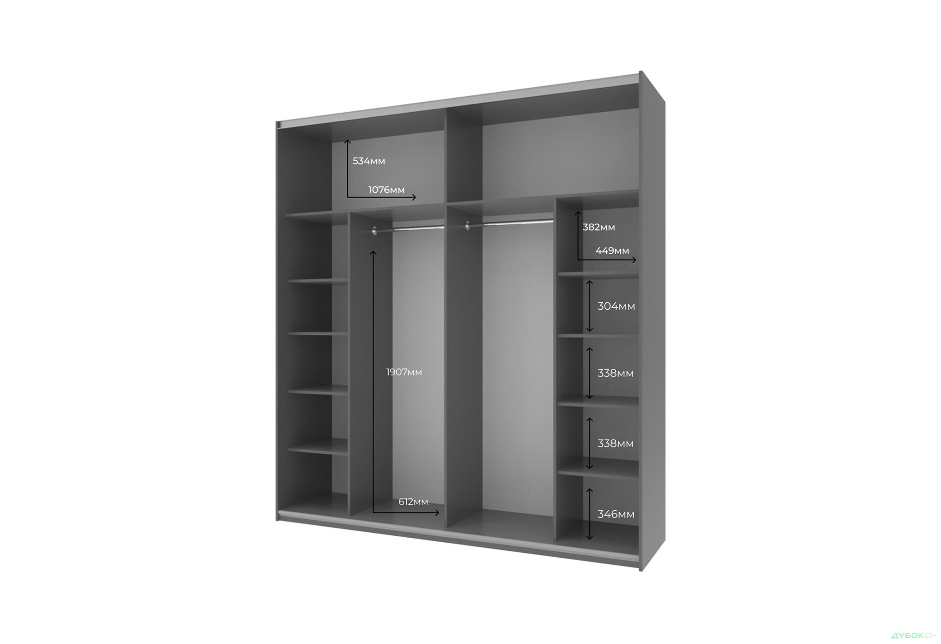 Изображение 4 - Шкаф-купе Doros G-Caiser / Джи-Кейзер 2-дверный 220 см, антрацит / белый