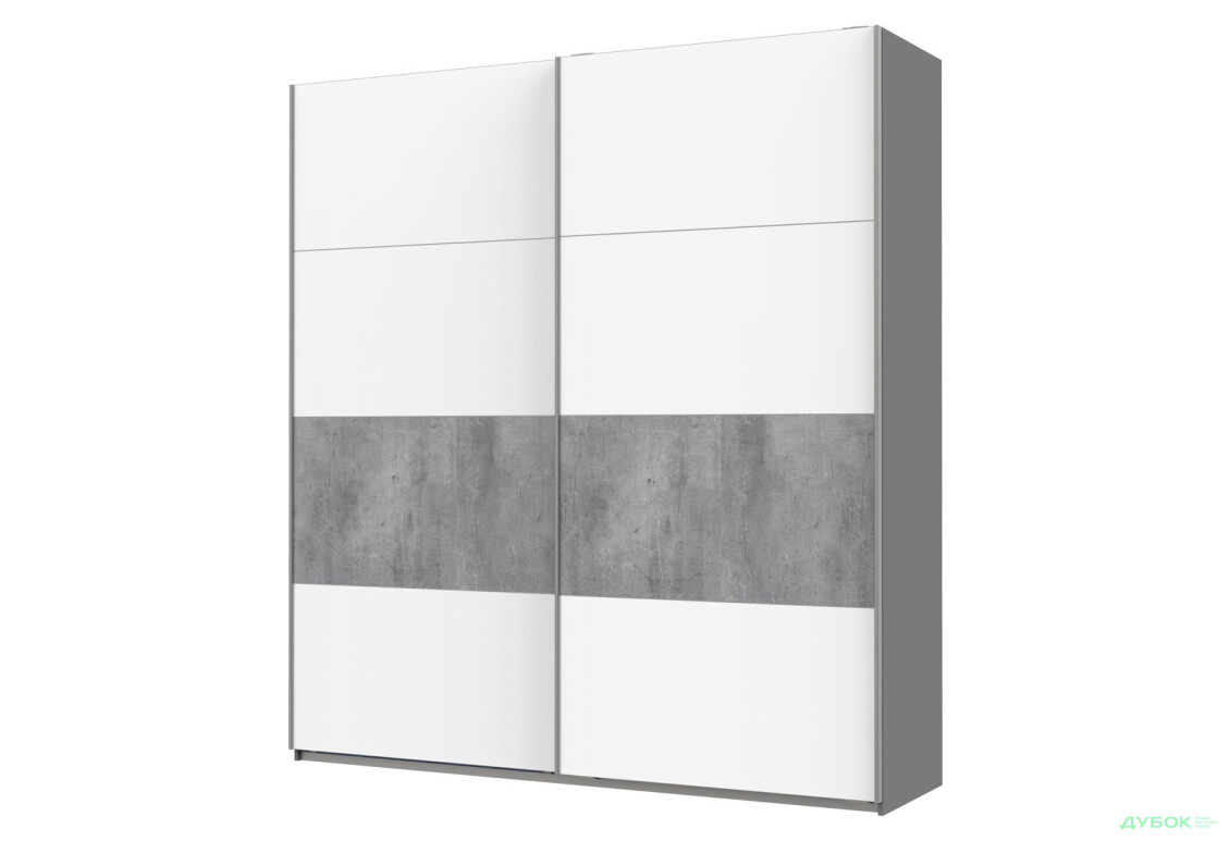 Шкаф-купе Doros G-Caiser / Джи-Кейзер 2-дверный 220 см, антрацит / белый, вставка бетон