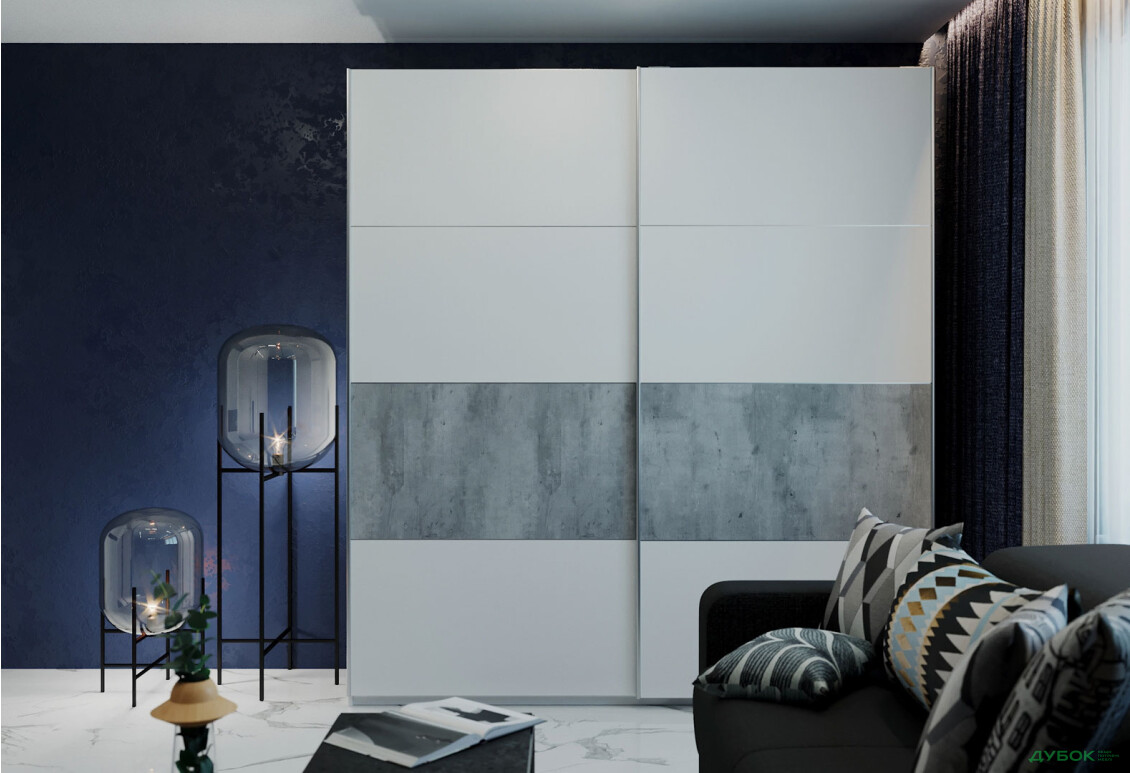 Изображение 2 - Шкаф-купе Doros G-Caiser / Джи-Кейзер 2-дверный 220 см, антрацит / белый, вставка бетон