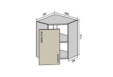В14 Тумба угловая 1Д Бета (фасад 18 мм) Вип-Мастер