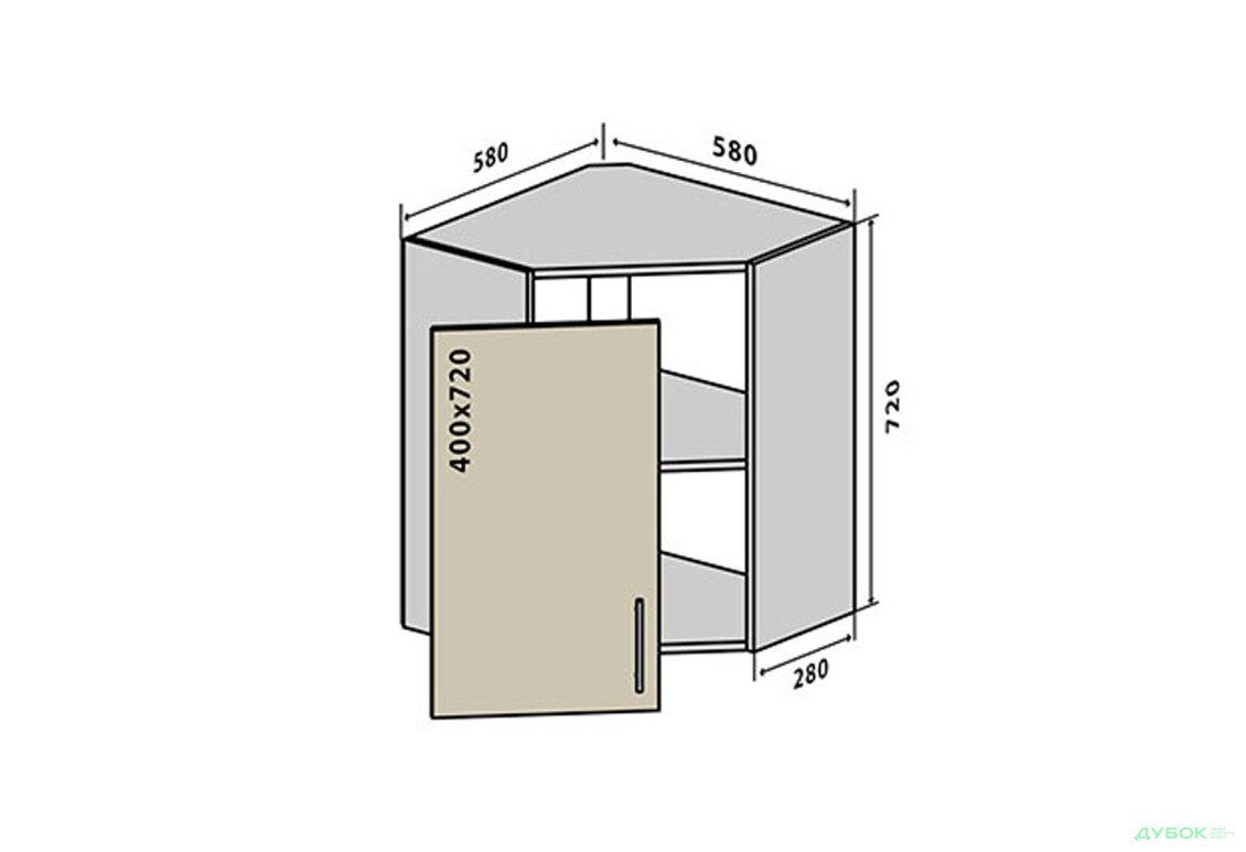 В14 Тумба угловая 1Д Бета (фасад 18 мм) Вип-Мастер