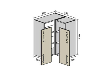 В18 Тумба угловая 58 Бета (фасад 18 мм) Вип-Мастер