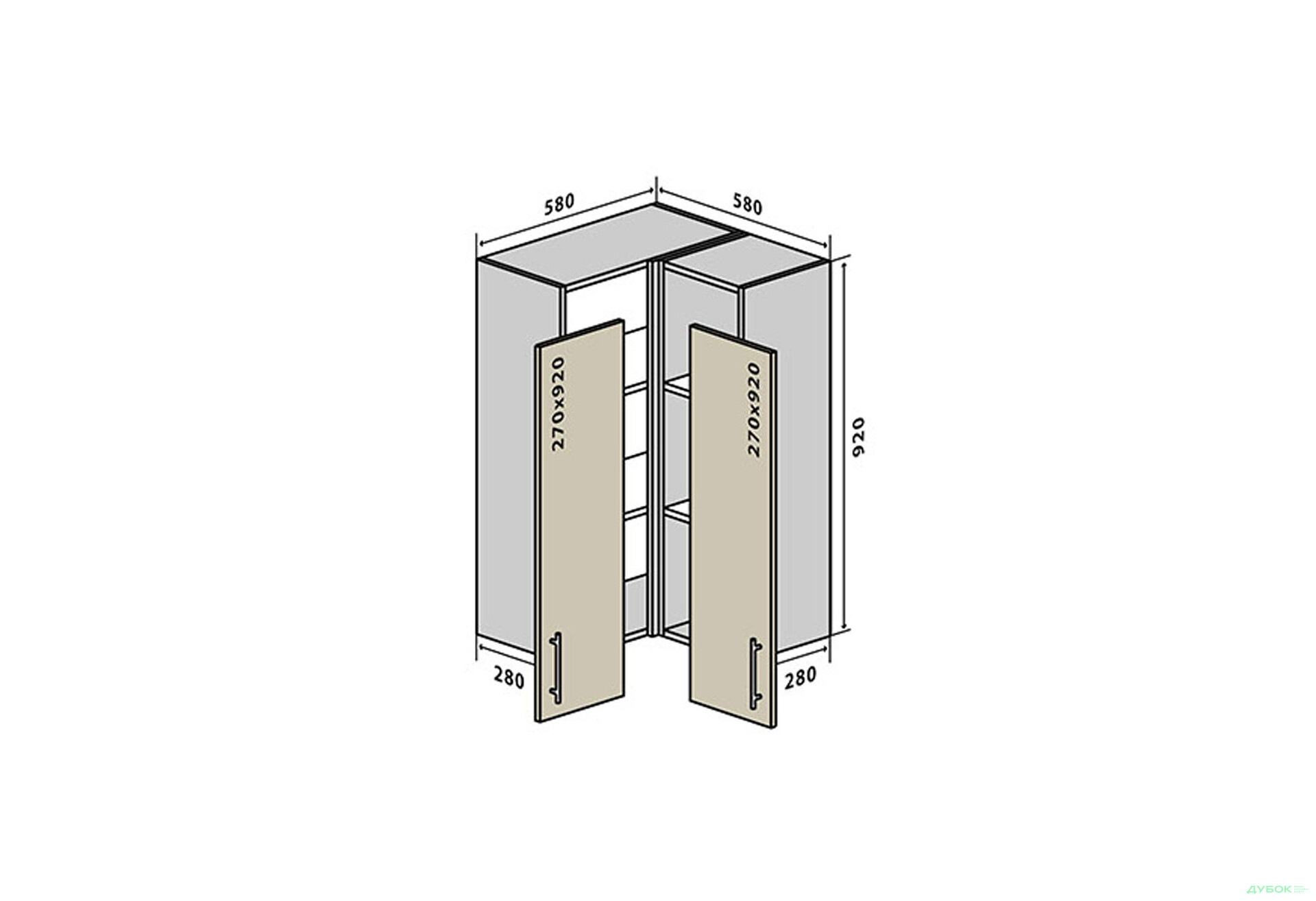 Изображение 1 - В58 Тумба угловая 58 Бета (фасад 18 мм) Вип-Мастер