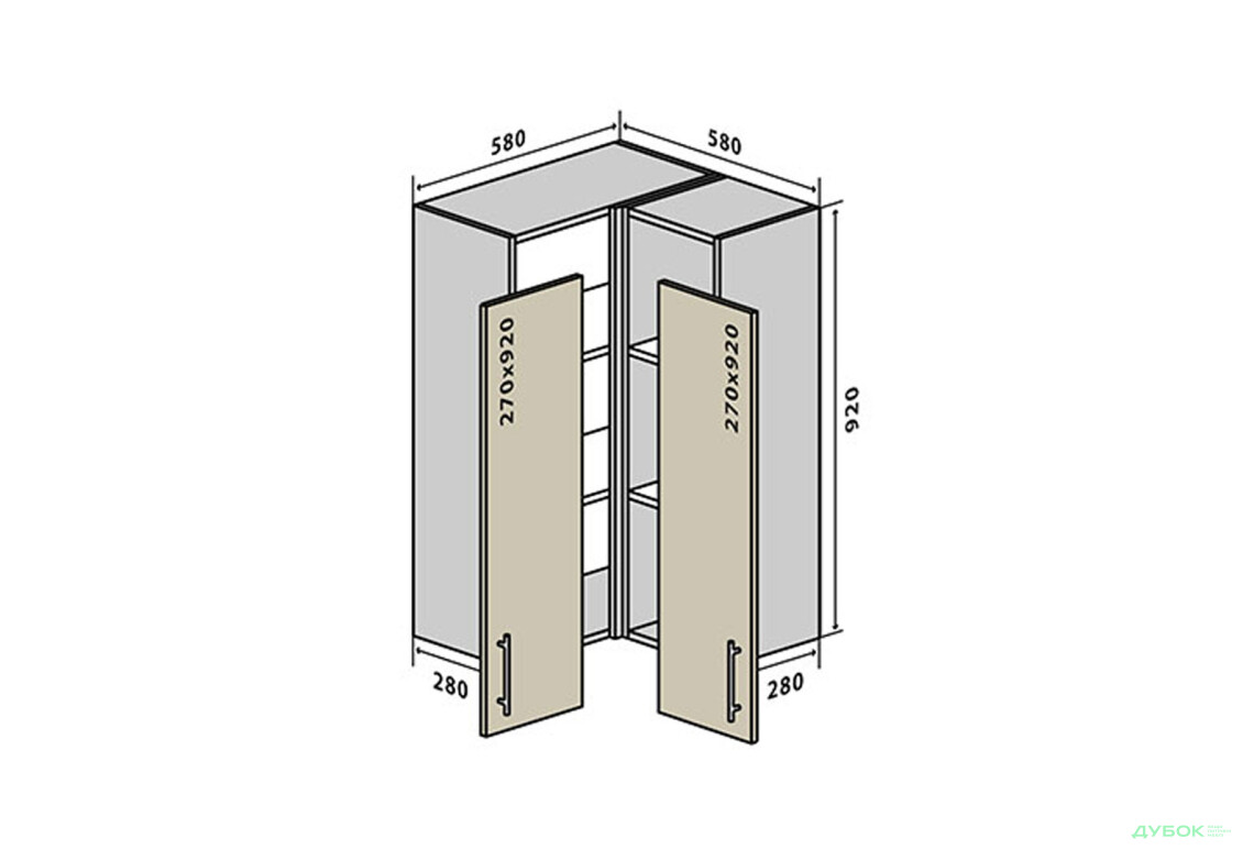 В58 Тумба угловая 58 Бета (фасад 18 мм) Вип-Мастер
