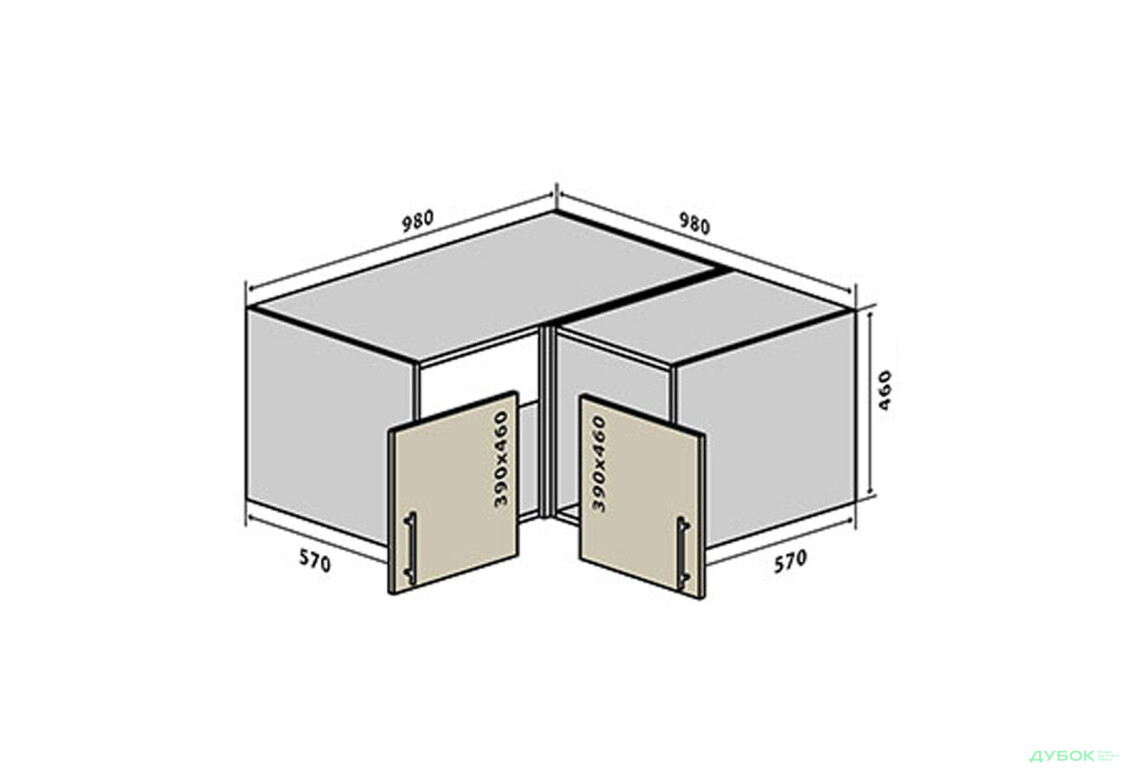 В83 Тумба кутова 98 Бета (фасад 18 мм) VIP-master