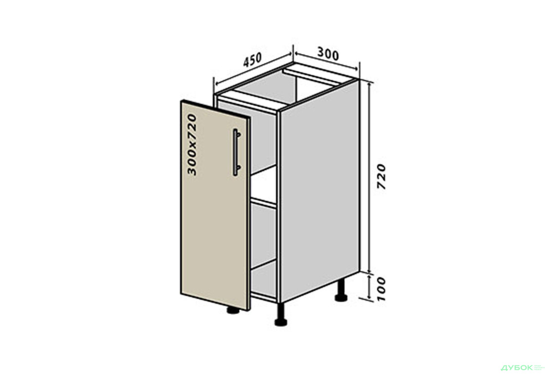 Н2 Тумба 1Д 30 Бета (фасад 18 мм) Вип-Мастер