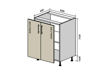 Н6 Тумба 2Д 60 Бета (фасад 18 мм) Вип-Мастер
