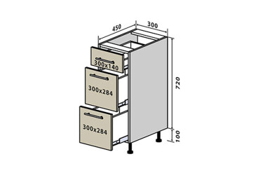 Н8 Тумба 3Ш 30 Бета (фасад 18 мм) Вип-Мастер