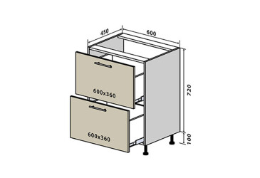Н10 Тумба 2Ш 60 Бета (фасад 18 мм) Вип-Мастер