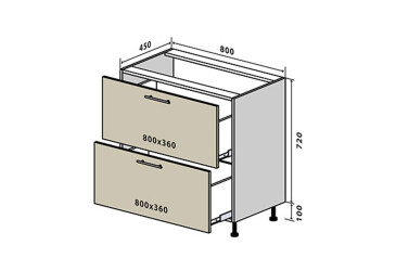 Н11 Тумба 2Ш 80 Бета (фасад 18 мм) VIP-master