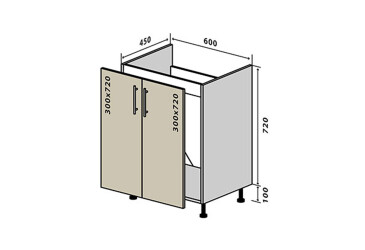 Н13 Тумба мойка 2Д 60 Бета (фасад 18 мм) Вип-Мастер