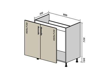 Н14 Тумба мойка 2Д 80 Бета (фасад 18 мм) Вип-Мастер