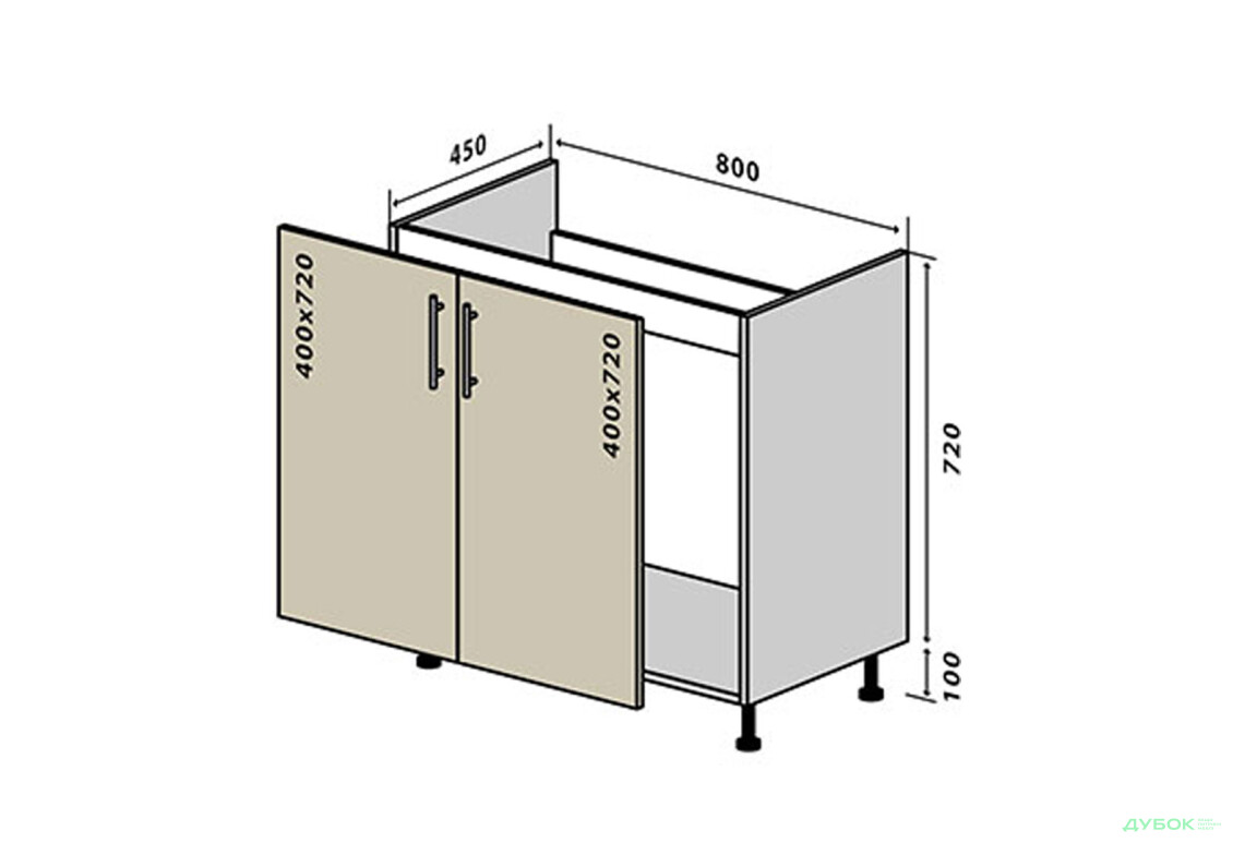 Н14 Тумба мойка 2Д 80 Бета (фасад 18 мм) Вип-Мастер