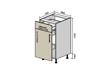 Н23 Тумба 1Ш1Д 40 Бета (фасад 18 мм) Вип-Мастер