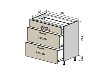 Н29 Тумба 3Ш 80 Бета (фасад 18 мм) Вип-Мастер