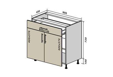Н31 Тумба 1Ш2Д 80 Бета (фасад 18 мм) Вип-Мастер