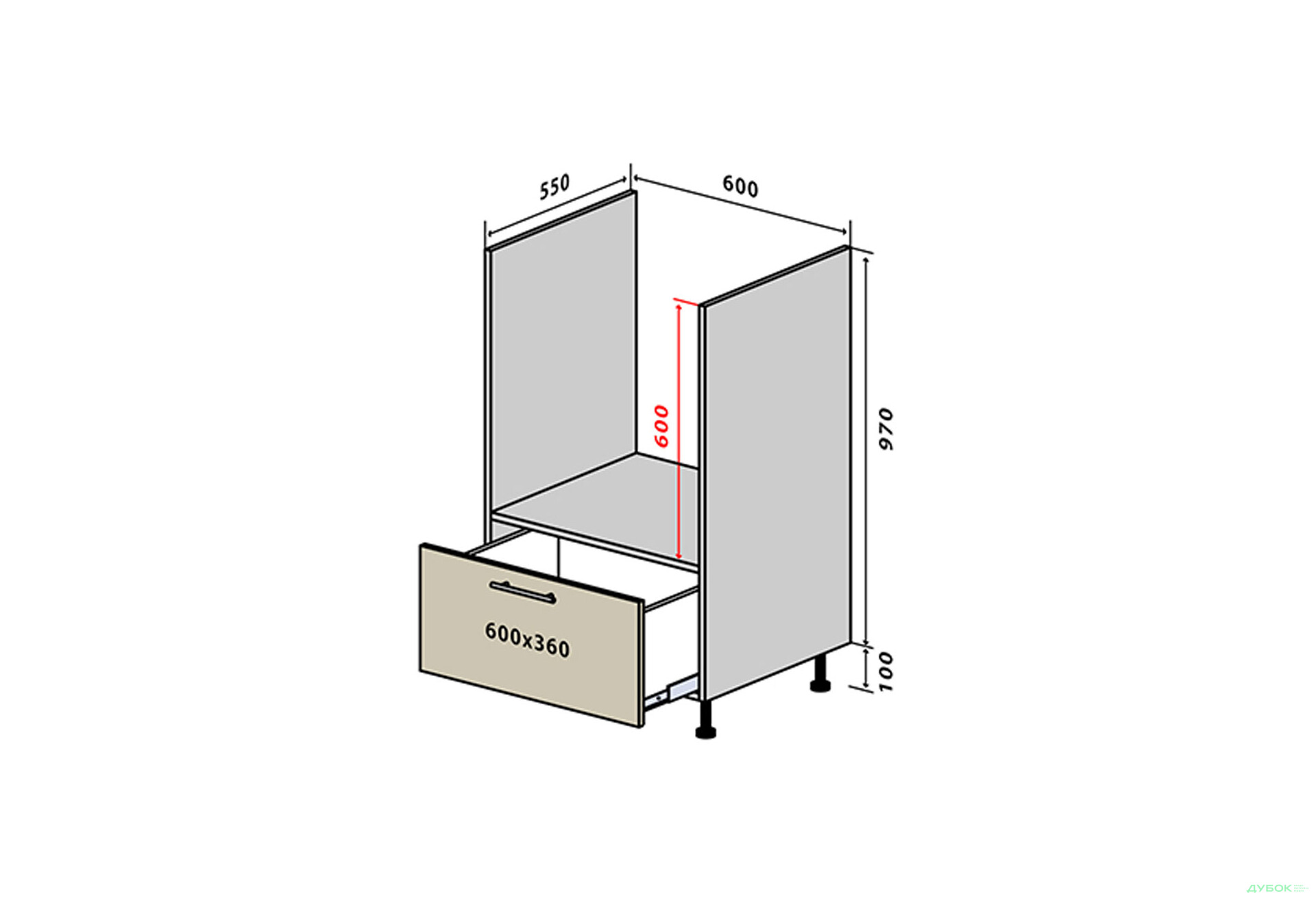 Изображение 1 - Н32 Тумба для духовки 1Ш New Бета (фасад 18 мм) Вип-Мастер