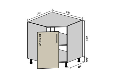 Н34 Тумба кутова мийка Бета (фасад 18 мм) VIP-master