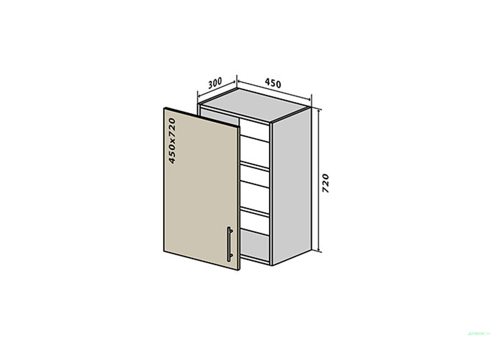 Зображення 1 - В4 Тумба 1Д 45 Бета Люкс (фасад 18 мм) VIP-master
