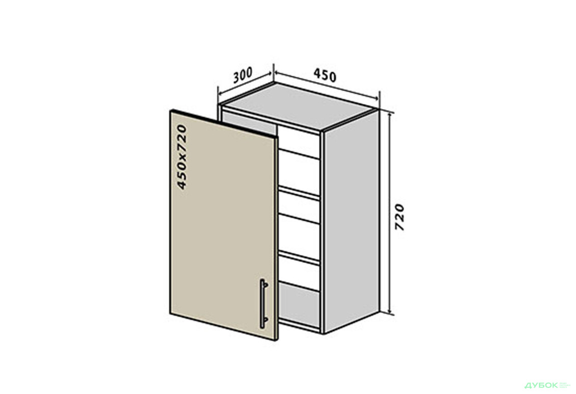 В4 Тумба 1Д 45 Бета Люкс (фасад 18 мм) VIP-master