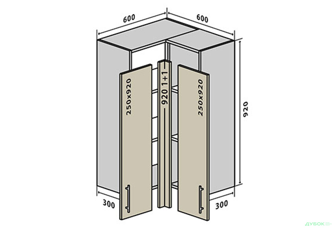 В58 Тумба кутова 60х60 Бета Люкс (фасад 18 мм) VIP-master