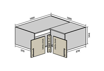 В81 Тумба угловая 100 Бета Люкс (фасад 18 мм) Вип-Мастер