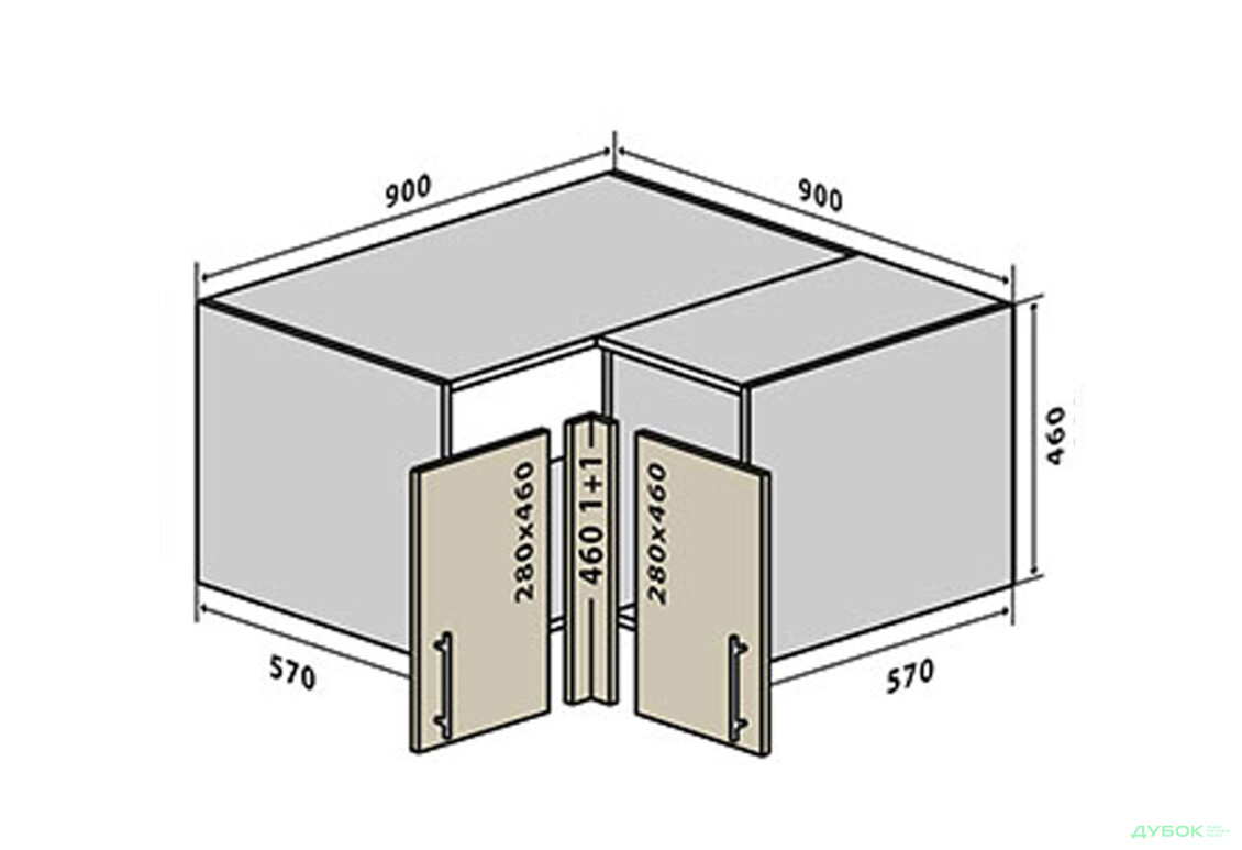 В82 Тумба кутова 90 Бета Люкс (фасад 18 мм) VIP-master
