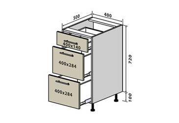 Н9 Тумба 3Ш 40 Бета Люкс (фасад 18 мм) Вип-Мастер