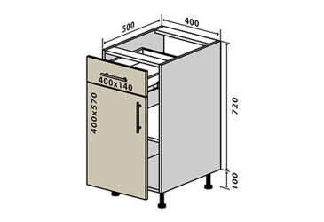 Н23 Тумба 1Ш1Д 40 Бета Люкс (фасад 18 мм) Вип-Мастер