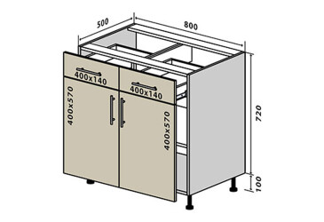 Н27 Тумба 2Ш2Д 80 Бета Люкс (фасад 18 мм) Вип-Мастер