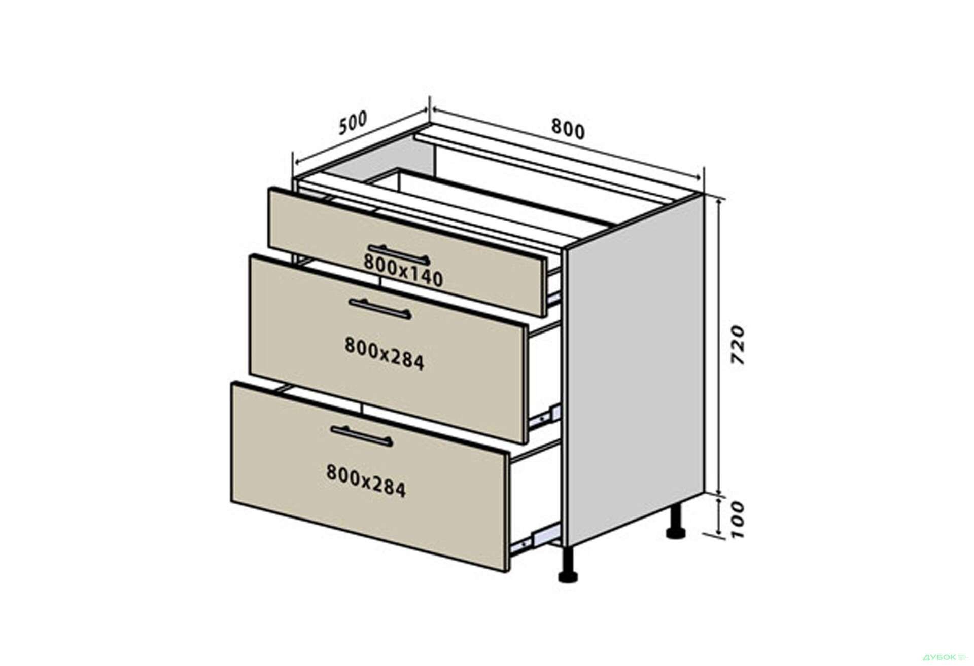 Изображение 1 - Н29 Тумба 3Ш 80 Бета Люкс (фасад 18 мм) Вип-Мастер