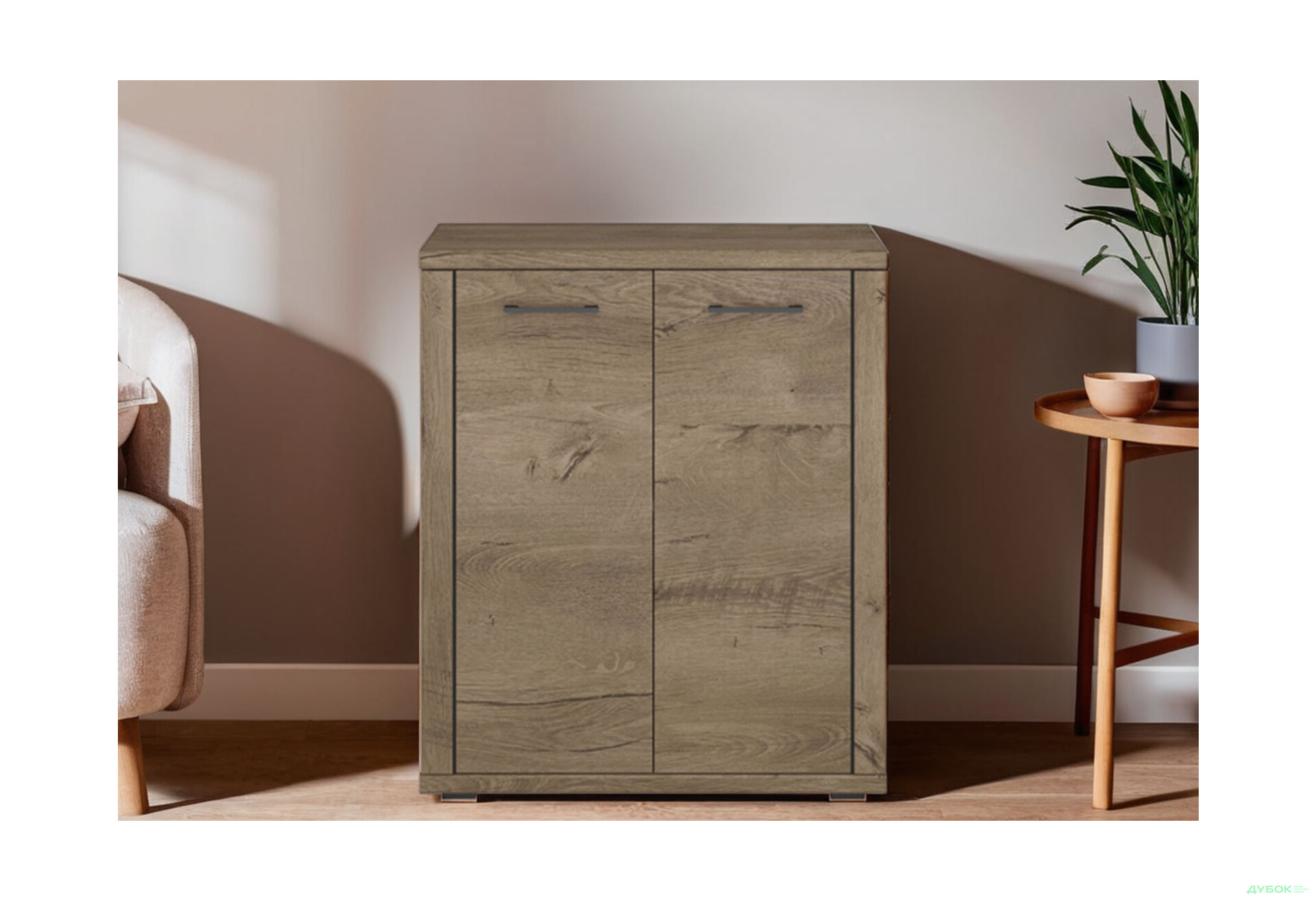 Комод VMV holding Кордан / Cordan 2-дверний 80 см, Дуб Бургундський  - Зображення 2 Зображення 2 - Комод VMV holding Кордан / Cordan 2-дверний 80 см, Дуб Бургундський