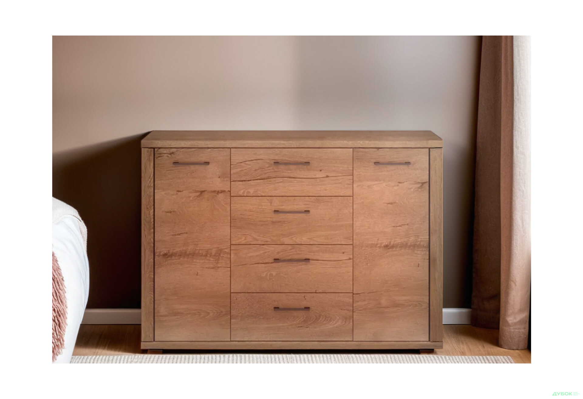 Комод VMV holding Кордан / Cordan 2-дверний з 4 шухлядами 135 см, Дуб Бургундський  - Зображення 2 Зображення 2 - Комод VMV holding Кордан / Cordan 2-дверний з 4 шухлядами 135 см, Дуб Бургундський
