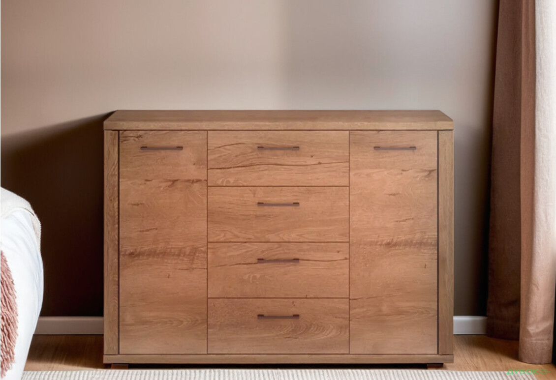 Комод VMV holding Кордан / Cordan 2-дверний з 4 шухлядами 135 см, Дуб Бургундський  - Зображення 2 Зображення 2 - Комод VMV holding Кордан / Cordan 2-дверний з 4 шухлядами 135 см, Дуб Бургундський